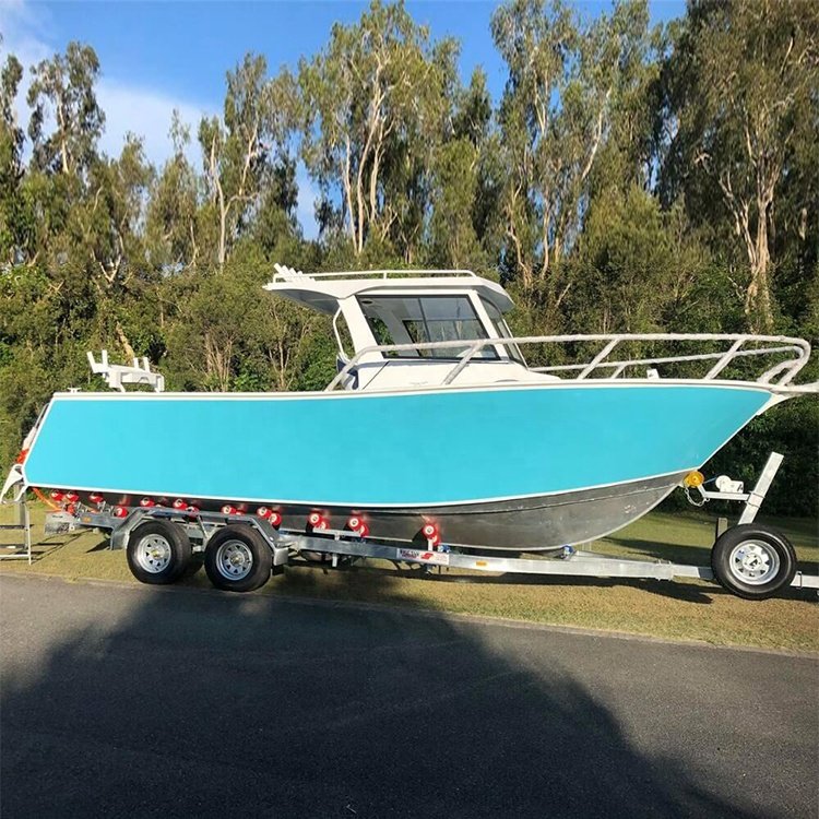 23ft 6.85m Aluminum Fishing Boat With Center Cabin Color Turquoise